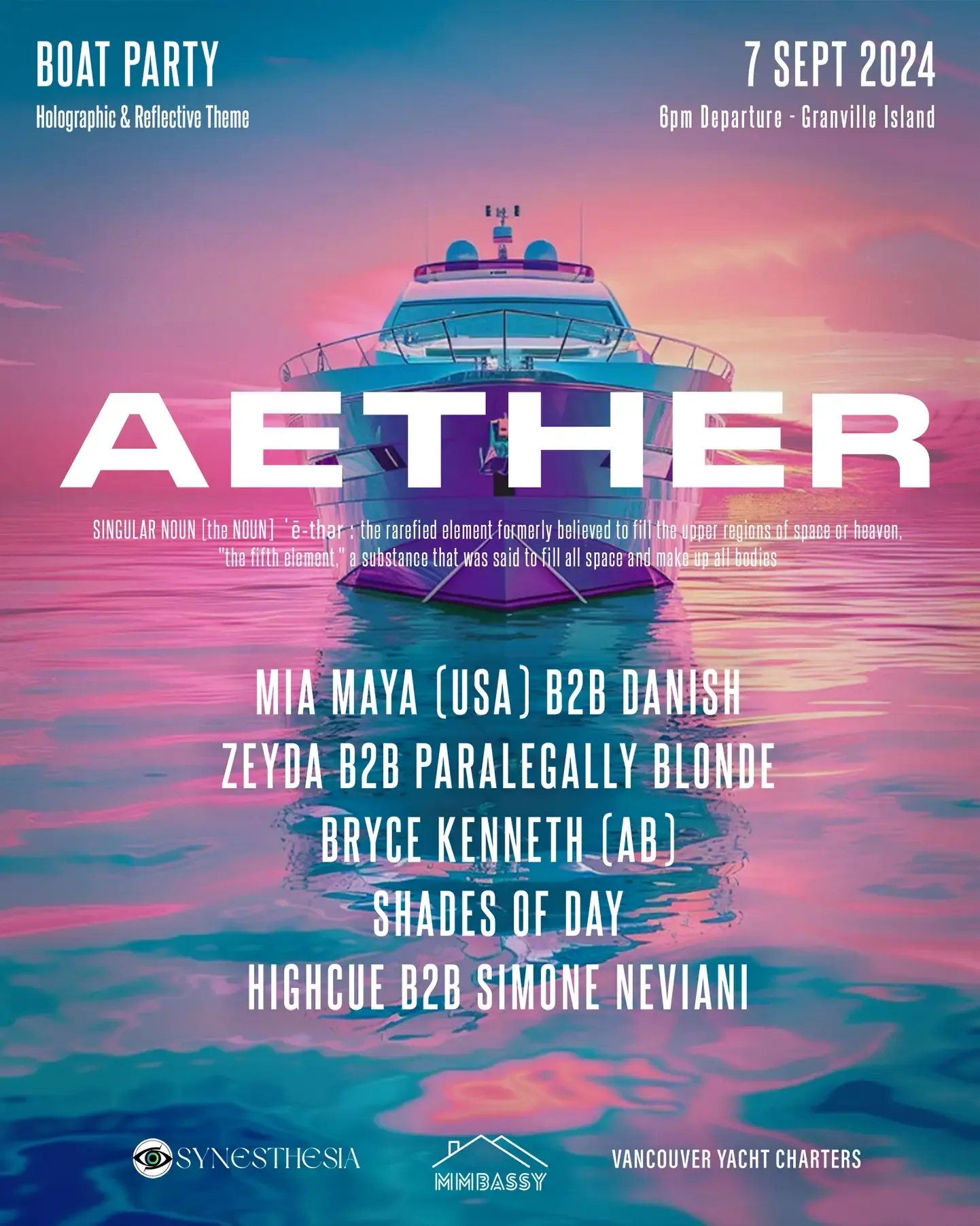A event poster for MMBASSY Event: Aether